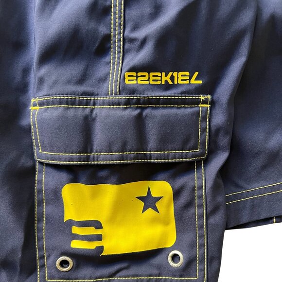 Ezekiel Mens Navy & Yellow Swim Trunks Size M With Adjustable Waist & Pocket Det - Picture 4 of 8